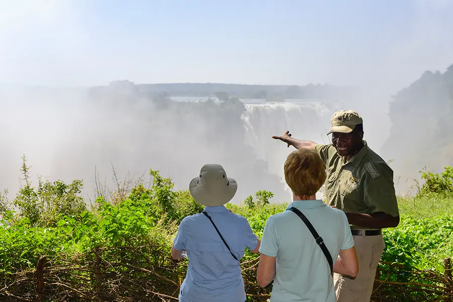 Victoria falls with a tour guide all the way