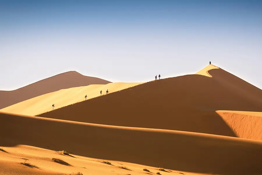 Red sand dunes near Sossusvlei Desert Lodge in the Namib Desert, Namibia